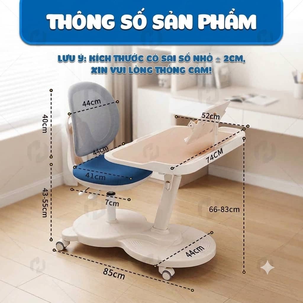  tiết kiệm không gian của bộ bàn học liền ghế chống gù T74.