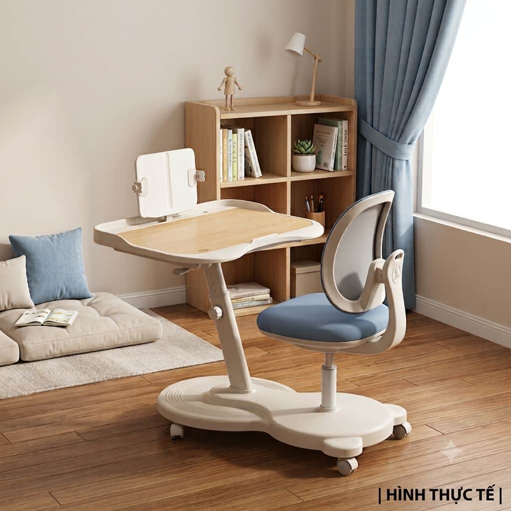 Góc nghiêng cho thấy sự chắc chắn của khung bộ bàn học liền ghế T74 chính hãng.