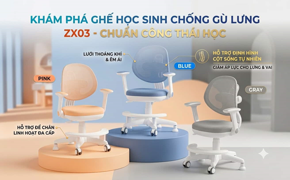 Khám Phá Ghế Học Sinh Chống Gù Lưng ZX03 HTDKids - Chuẩn Công Thái Học
